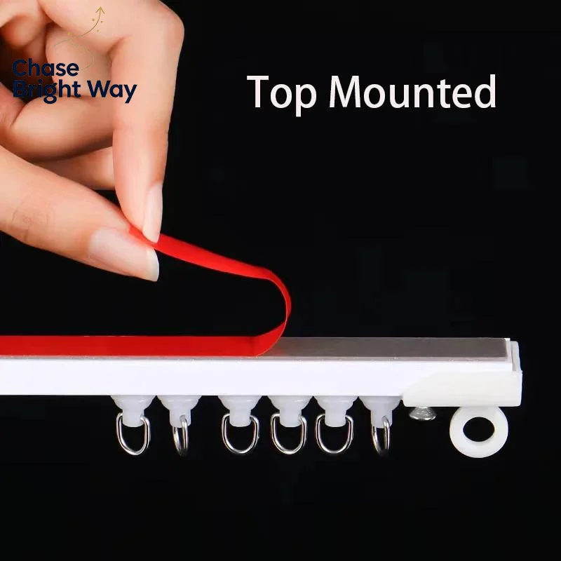 Self Adhesive Curtain Sliding Track Without Punching Nano Silent Track Top Mounted Side Mounted Home Window Decor Accessorie