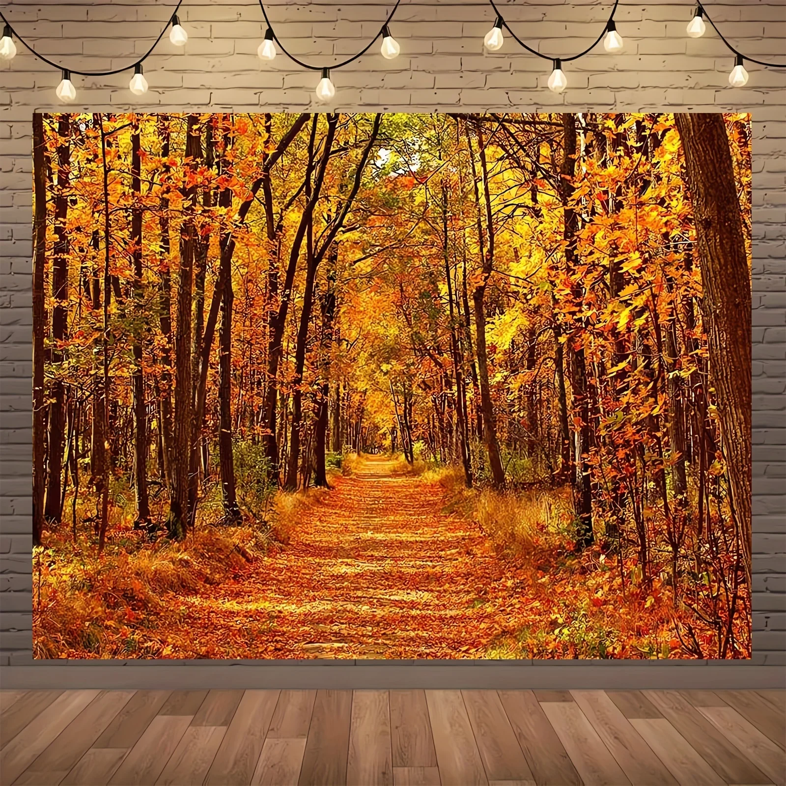 Autumn background, fallen leaves, curtains, birthday, party background, wall decoration, studio background