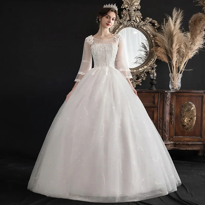

Customized Wedding Dress Half Sleeve Bridal Wedding Dresses Plus Size Vestidos De Novia Ball Gowns Embroidery Dresses