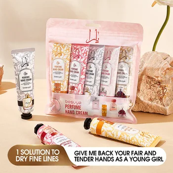 5Pcs/set Plant Fragrance Hand Cream Sets Moisturizing Repair Anti Dry Sets Nourishing…