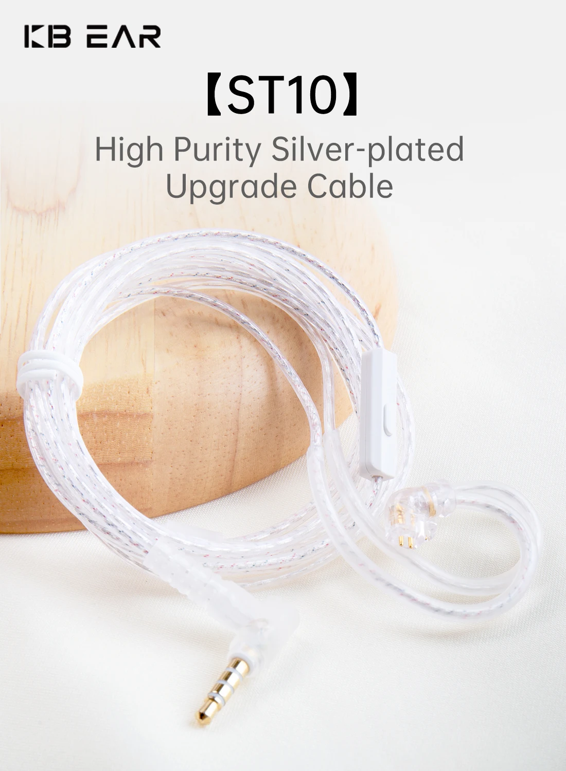 KBEAR ST10 Hochreines versilbertes Upgrade-Kabel KZ-B Typ/QDC TFZ 3,5 mm 0,78 Stahlstecker OFC Omnidirektionales Mikrofon Pro – Detail 1