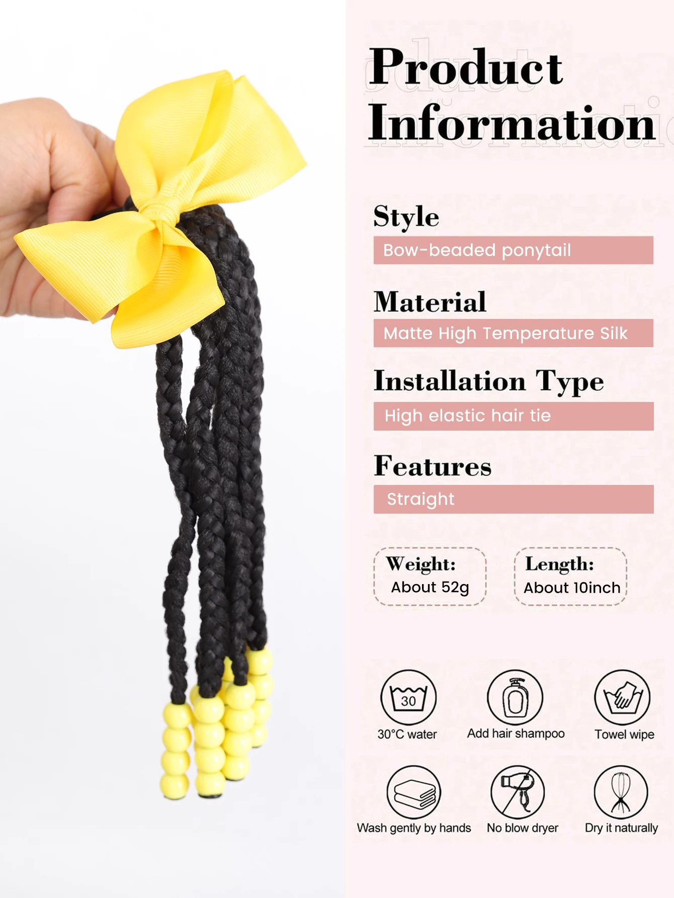 Girls Hair Bows Dirty Braids Colorful Twist Tie Wigs Ponytail Kids Hair Accessories Bead Bows Rubber Bands Princess Headwear