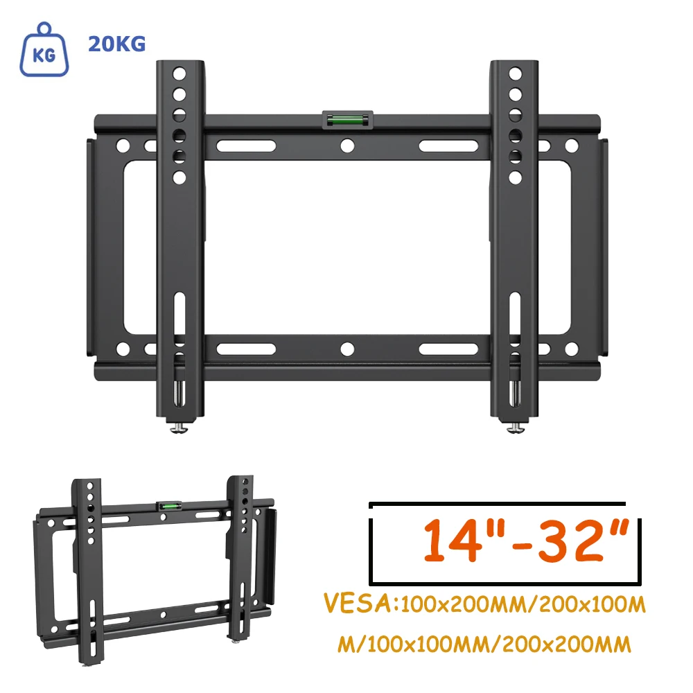 BEISHI Fixed TV Wall Mount Monitor Holder Adjustable TV Mount Bracket  for 14-32 Inch Plasma HDTV LCD LED Screen TV Rack