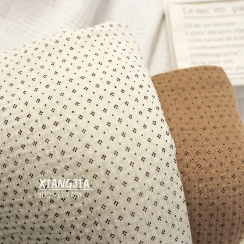 135x50cm Vintage Dot Cotton Double Layer Crepe Baby Bib Drool Scarf Hair Tie Pajamas Towel Sewing Cloth