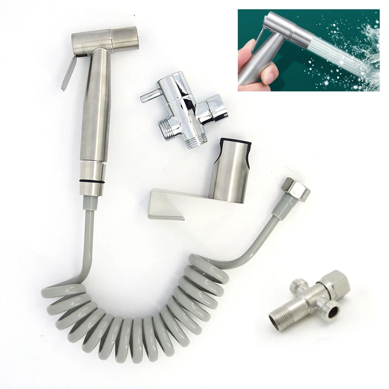 

Stainless Handheld Toilet Bidet Sprayer Shower Head Kit G1/2 G 7/8 VA valve Hand Bidet Faucet for Bathroom WC Sprayer Self Clean