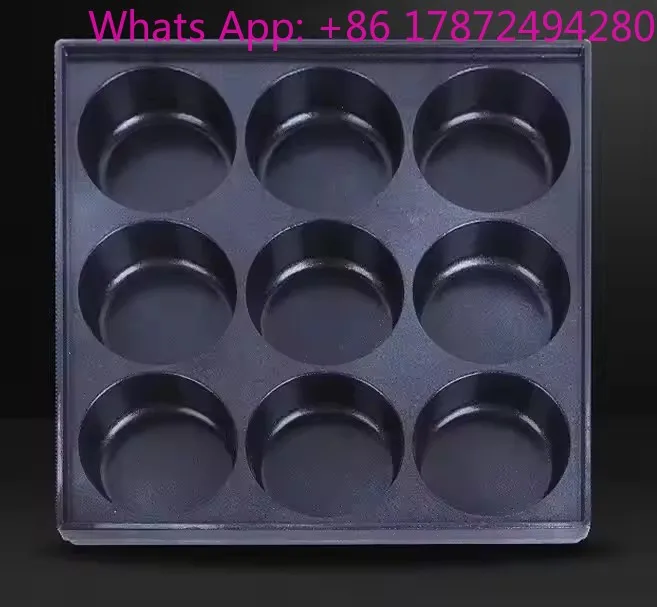 Burger Type Baking Pan, 9 Holes Commercial Machine for Meat Burger & Red Bean Cake