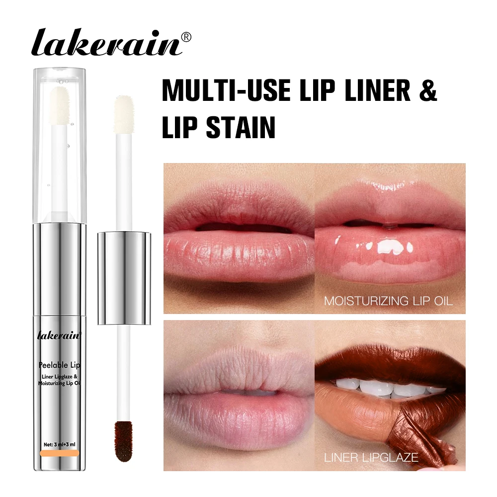 2 IN 1 Doublw-Ended Peel Off Lip Liner & Lip Oil Waterproof Matte Nourishing Smudge Proof Lipstick Long Lasting Cosmetics Makeup