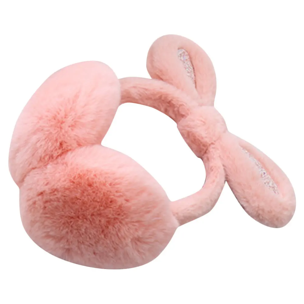 Детские яркие зимние наушники с блестками и кроликом