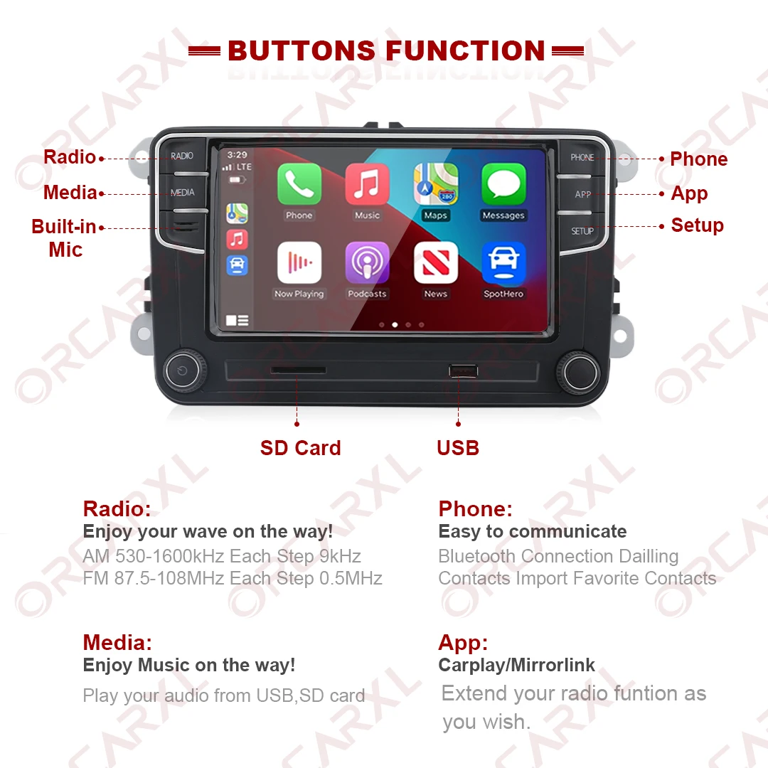 Noname RCD780Pro Android Auto Carplay Car Radio 7 inch Screen Bluetooth for VW Golf MK5 6 Passat B5 B6 B7 Caddy Octavia CC POLO