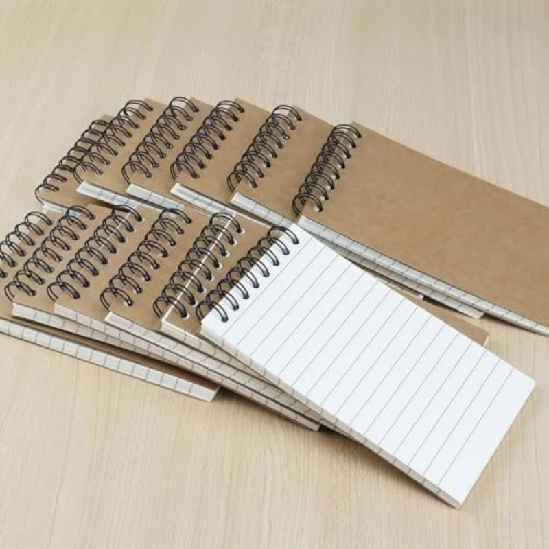 12Pcs Twin Coil Binding Notebook 5x3Inch Small Notebook Writing Pad Wirebound Memobook Pocket Notepads 120 Pages Lined D2RC