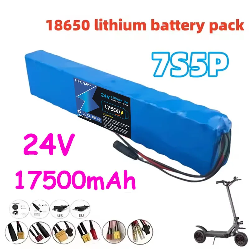 Lithium Battery 7S5P 18650 24V 17.5AH 15A BMS 500W 29.4 V Adapté Aux Véhicules Électriques Électriques Électriques