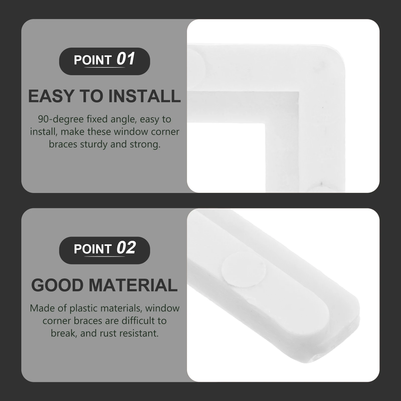 

10pcs Window Screen Corner Braces Plastic Repair Kit Right Angle Frame Support L-Shaped Brackets Sturdy Fixing Hardware