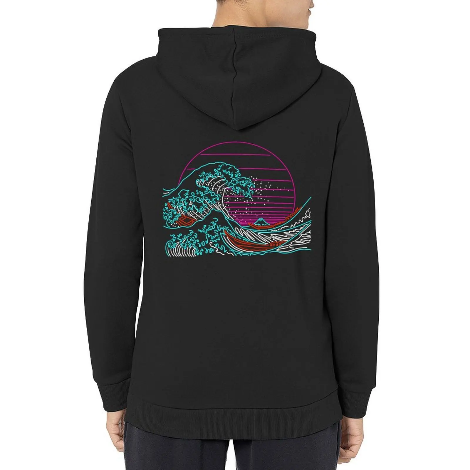 

Great Neon Wave - Great Wave Off Kanagawa - Vintage - Retrowave 80s Hoodie men's clothing hoodie oversize
