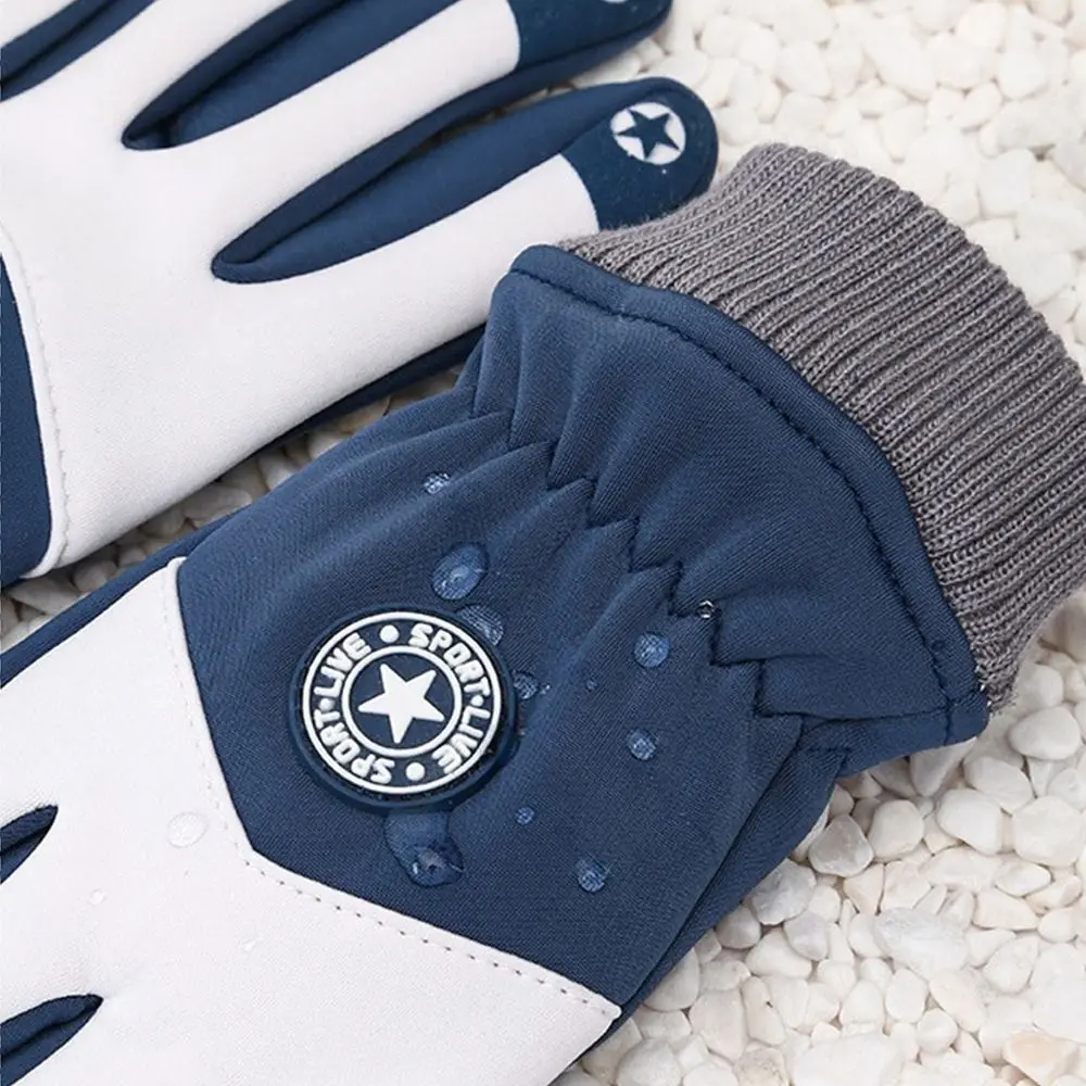 À prova de vento antiderrapante luvas de inverno dedo cheio engrossar ciclismo equitação luvas quentes mais veludo luvas de bicicleta para meninos meninas