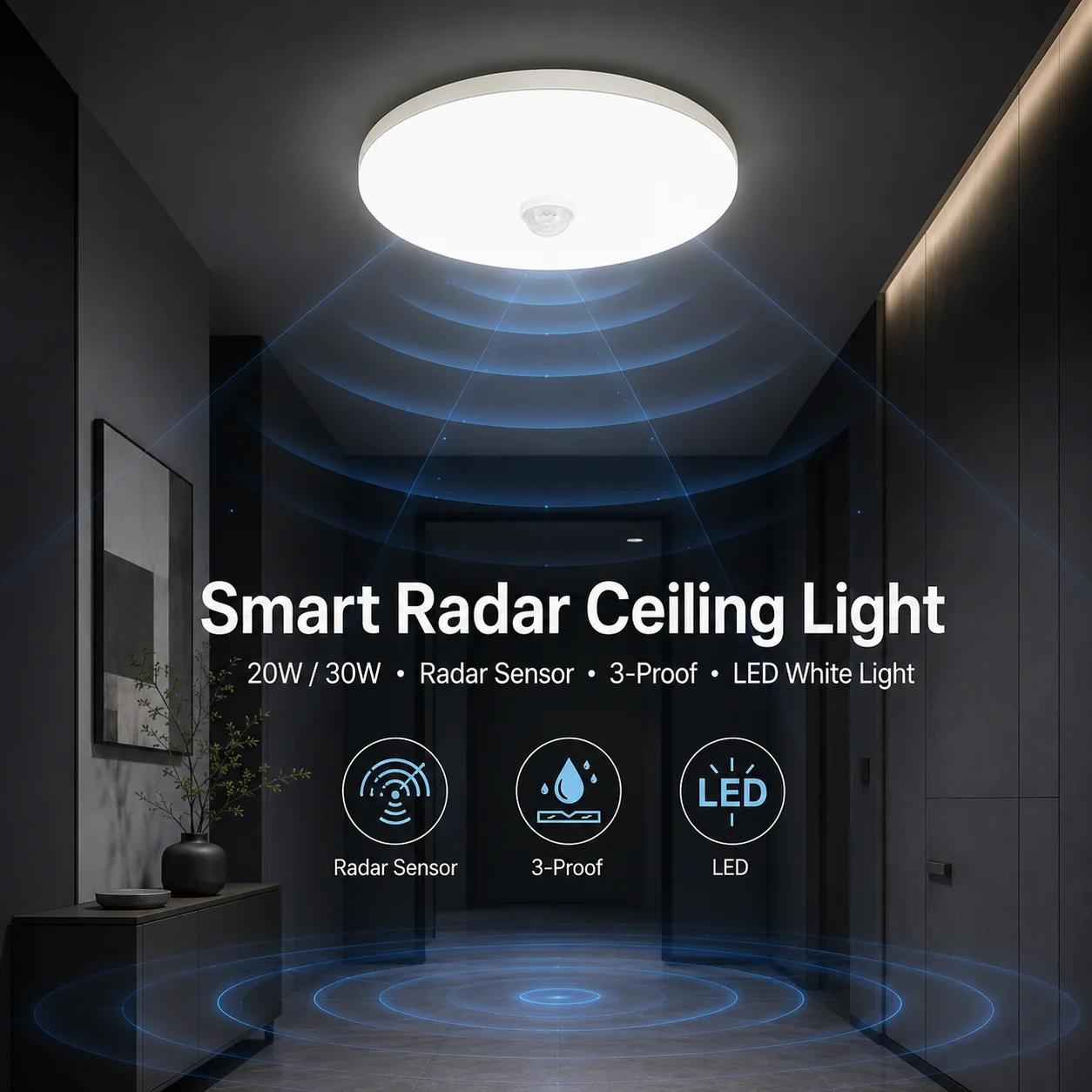 Smart Radar Ceiling Lamp Motion Sensor Night Light 110V 220V Led Ceiling Light Indoor for Corridor Bedroom Ceiling Light