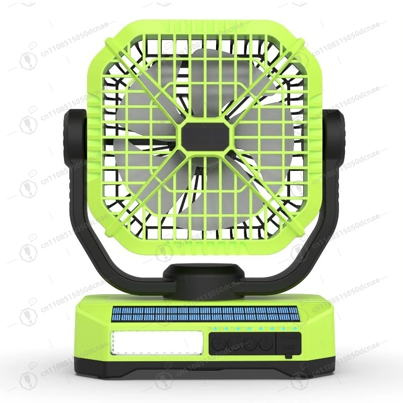 

Портативный вентилятор для кемпинга с USB-зарядкой, LED-подсветкой, литиевой батареей и солнечной панелью