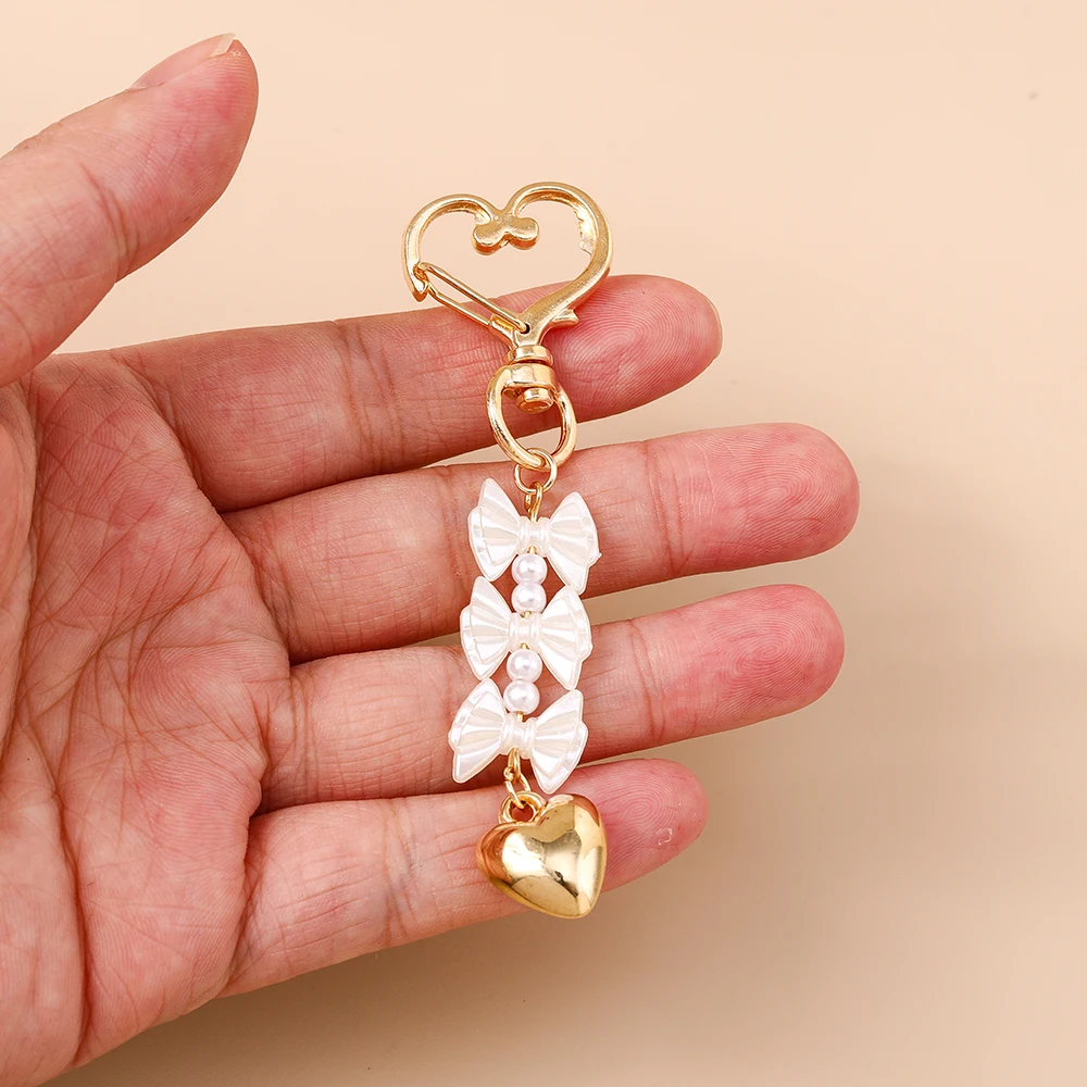Aihua süße Y2K Metall Perle Liebe Herz Schleife Schlüsselanhänger für Frauen Mädchen Handtasche Anhänger DIY Schlüsselanhänger handgemachte Schmuck Geschenke – Detail 10