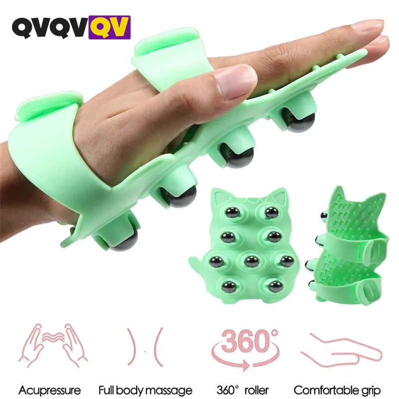 1Pcs Manual Glove Massager with 9 360-degree Magnetic Roller Balls, Hand Held Deep Tissue Manual Massager for Full Body Massage