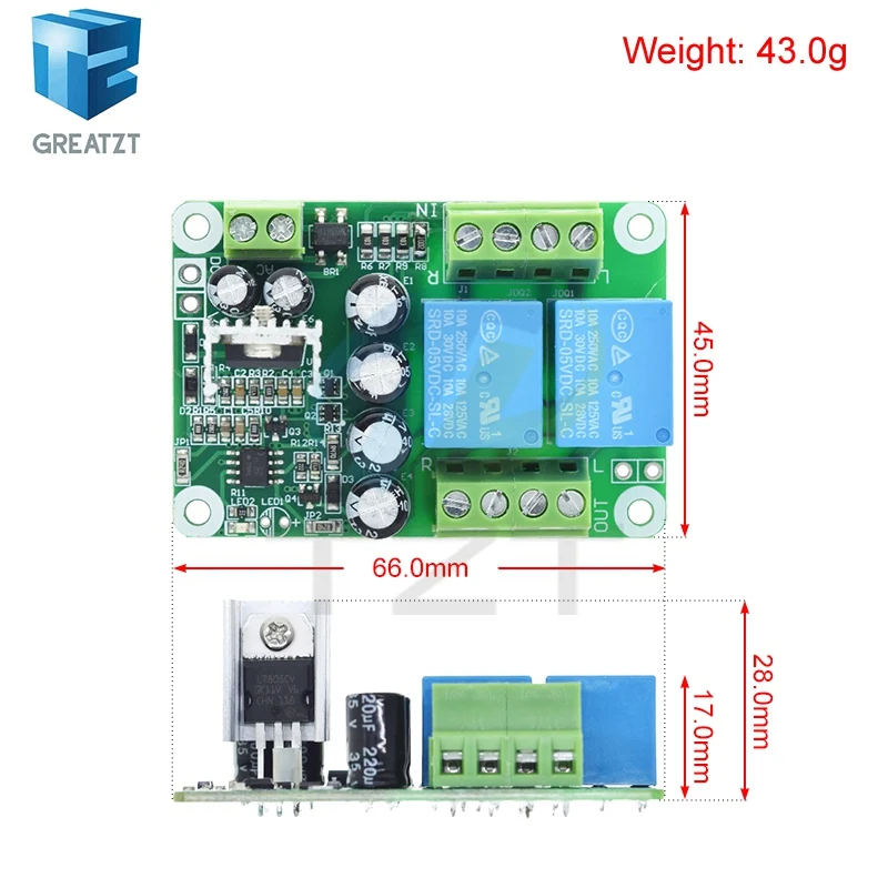 GREATZT Power amplifier Speaker Protection Board  Boot Delay DC Protect Sensitivity adjustable Stereo Amplifier Double Channel