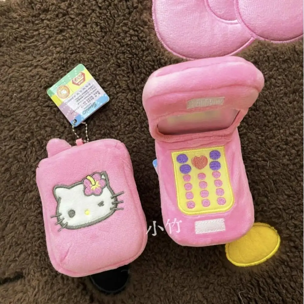 

Sanrio Hello Kitty Cartoon Retro Flip Phone Portable Mirror Jewelry Doll Bag Pendant Decoration Gift for Friends