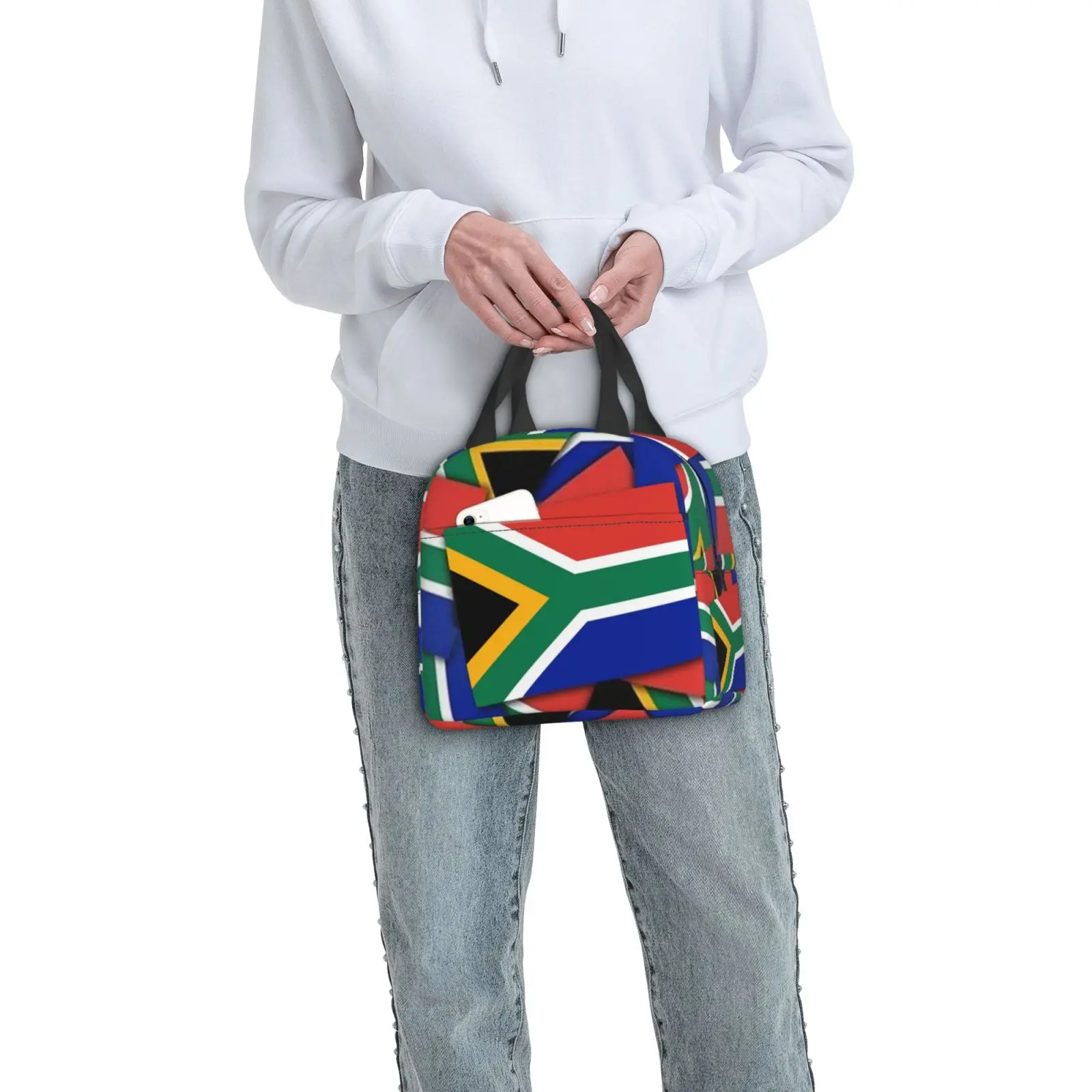 South Africa Flag Print Insulated Lunch Bag The Nightmare Before Christmas Portable Thermal Cooler Lunch Box Container Tote Bags