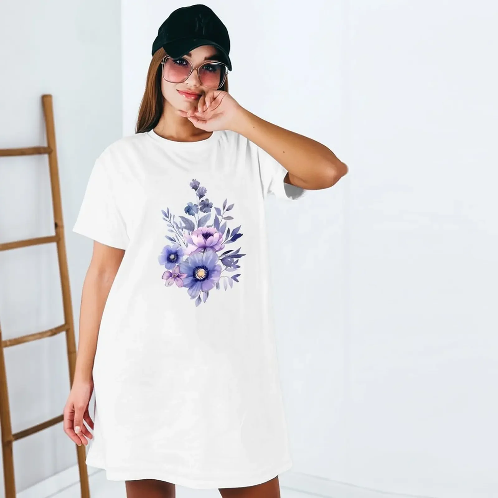 Y2k موضة تي شيرت غير رسمي 2025 ملابس امرأة س الرقبة المرأة الصيف تي شيرتات قصيرة الاكمام المتضخم بلايز عادية نمط مطبوع #5