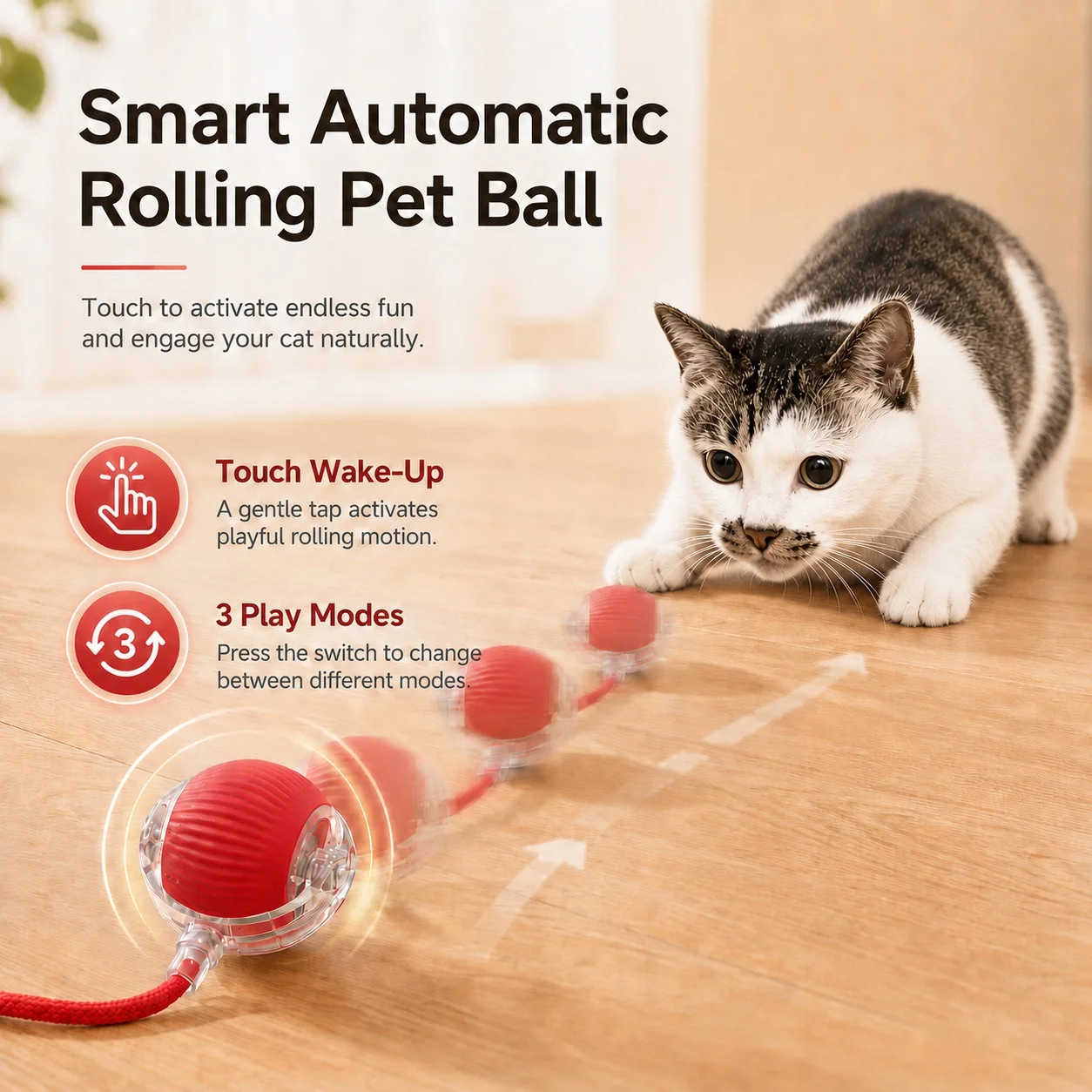 Smart Automatic Rolling Cat Ball Toy USB Rechargeable Obstacle Avoidance Interactive Electric Toy for Indoor Kitten Self Play
