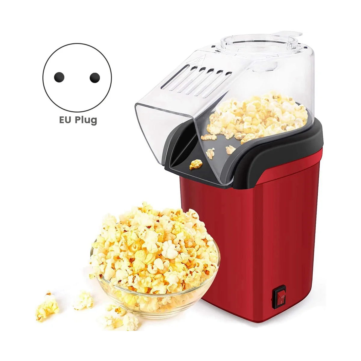 Hot Air Popper,Electric Popcorn Maker Machine with 1200W,Healthy Delicious Snack for Kid Adult Great for Parties,EU Plug