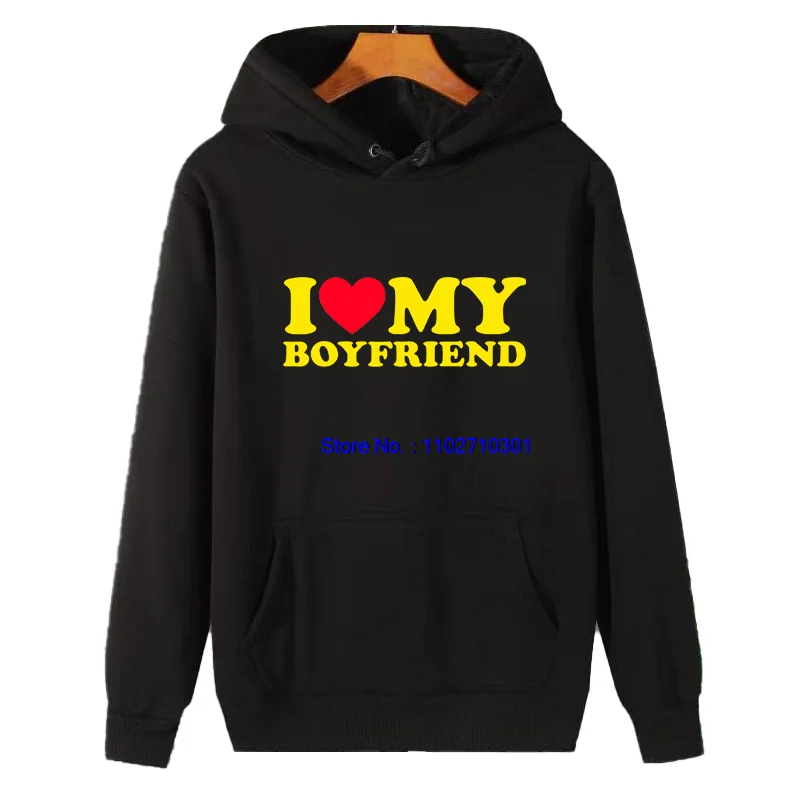 

Зимний толстый свитер с капюшоном, толстовка с графическим принтом "I Love My Boyfriend", подходит для всех возрастов, флисовая толстовка с капюшоном, зимняя одежда