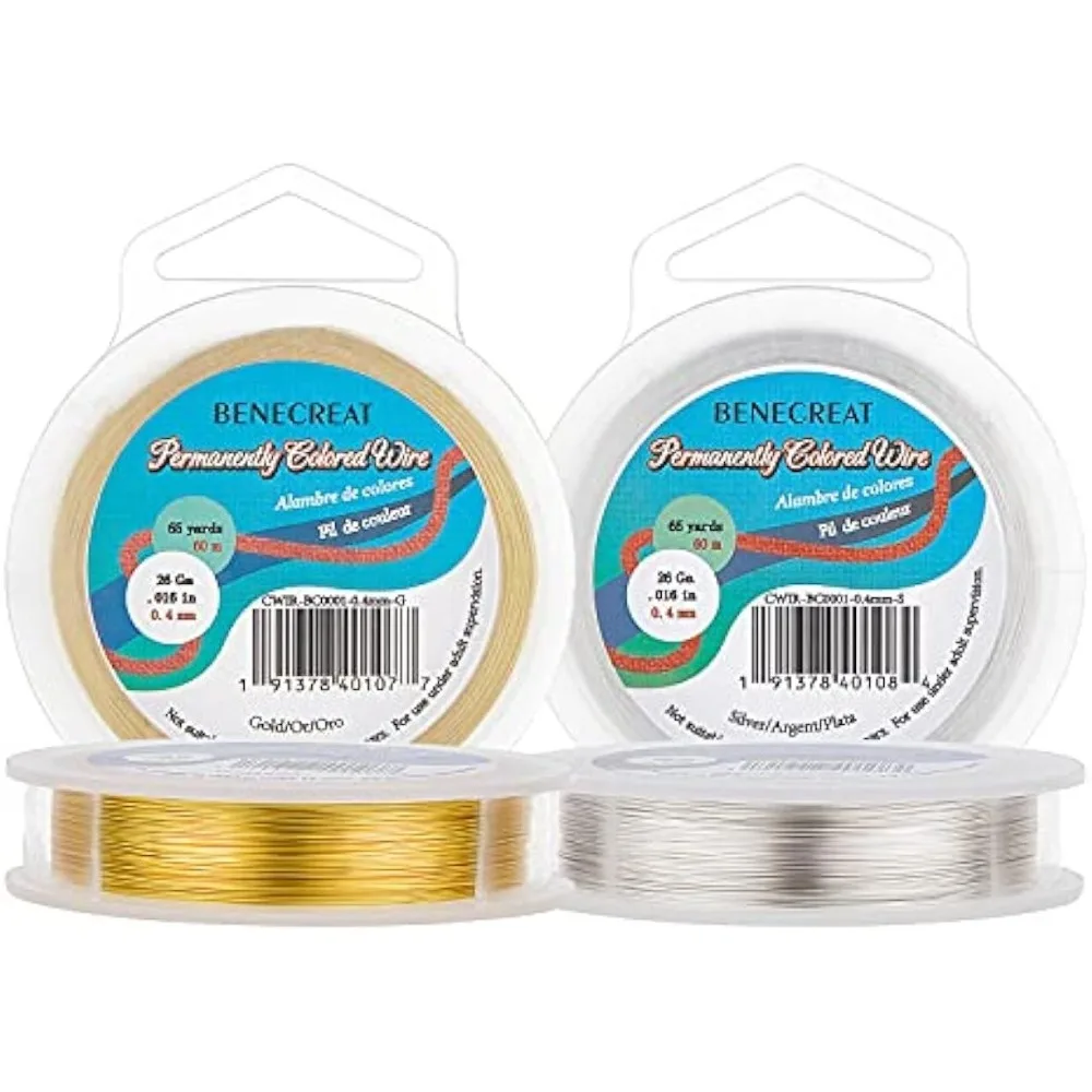 2 Rolls 26-Gauge Tarnish Resistant Silver/Gold Coil Wire, 396-Feet/132-Yard in Total