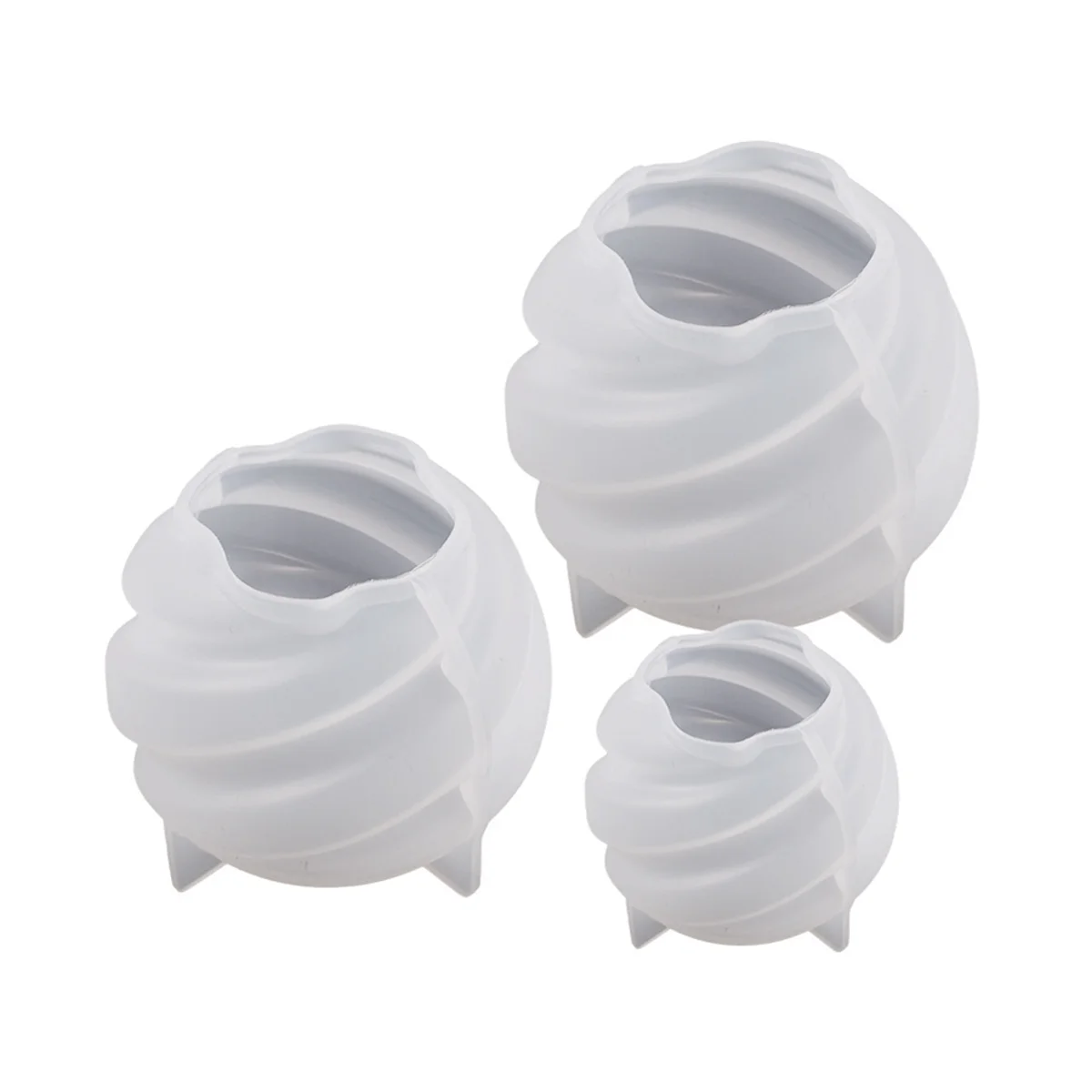 

3PCS Rotating Ball Candle Silicone Mold Spiral Carved Aromatherapy Candle Mold DIY Handmade 3D Plaster Resin Gypsum