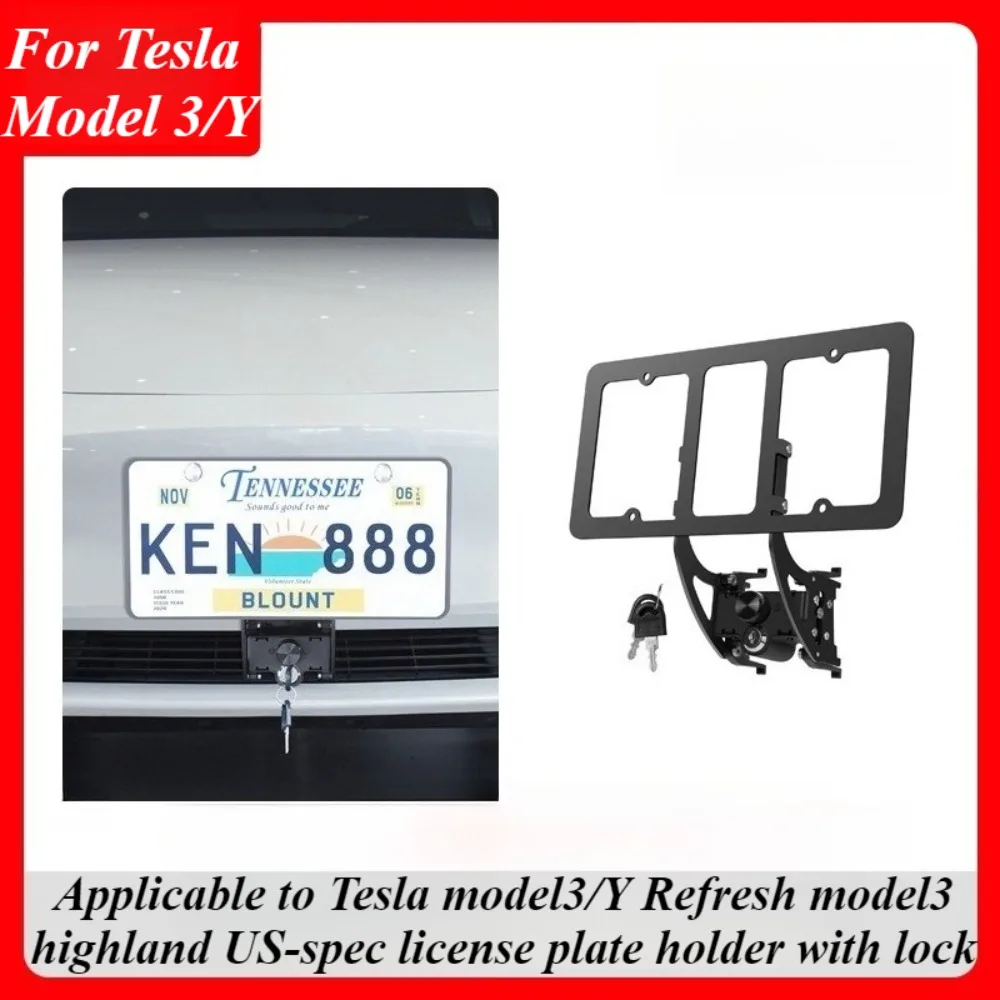 

For Tesla Model 3/Y 2024 License Plate Bracket US Spec Locking Anti-Theft Mounting Frame Holder For Highland Refresh Accessories