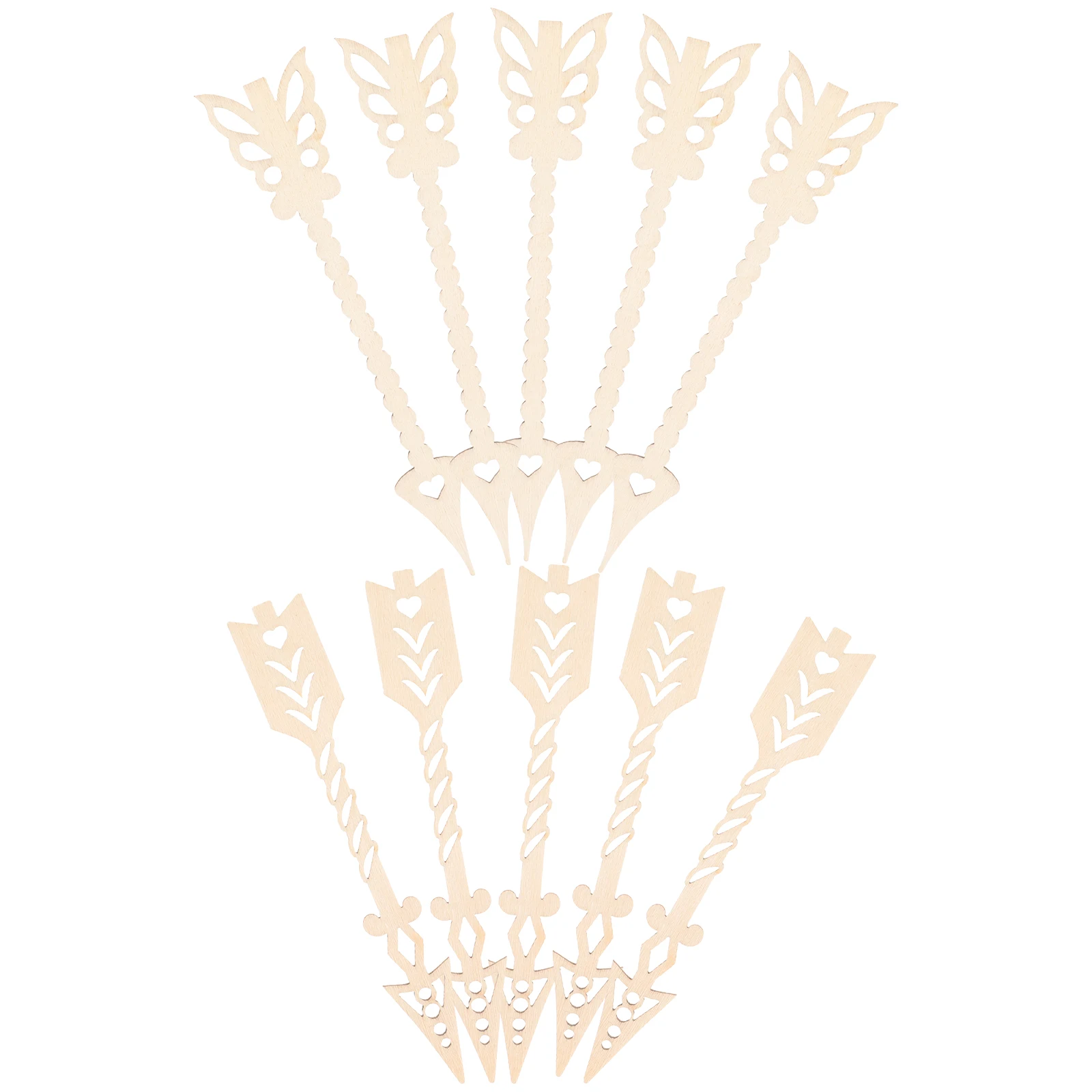 

10 Pcs Wooden Decorations Unfinished Arrow Slices DIY Painting Craft Creative Cutout Smooth Edges Wood Color Safe Kids