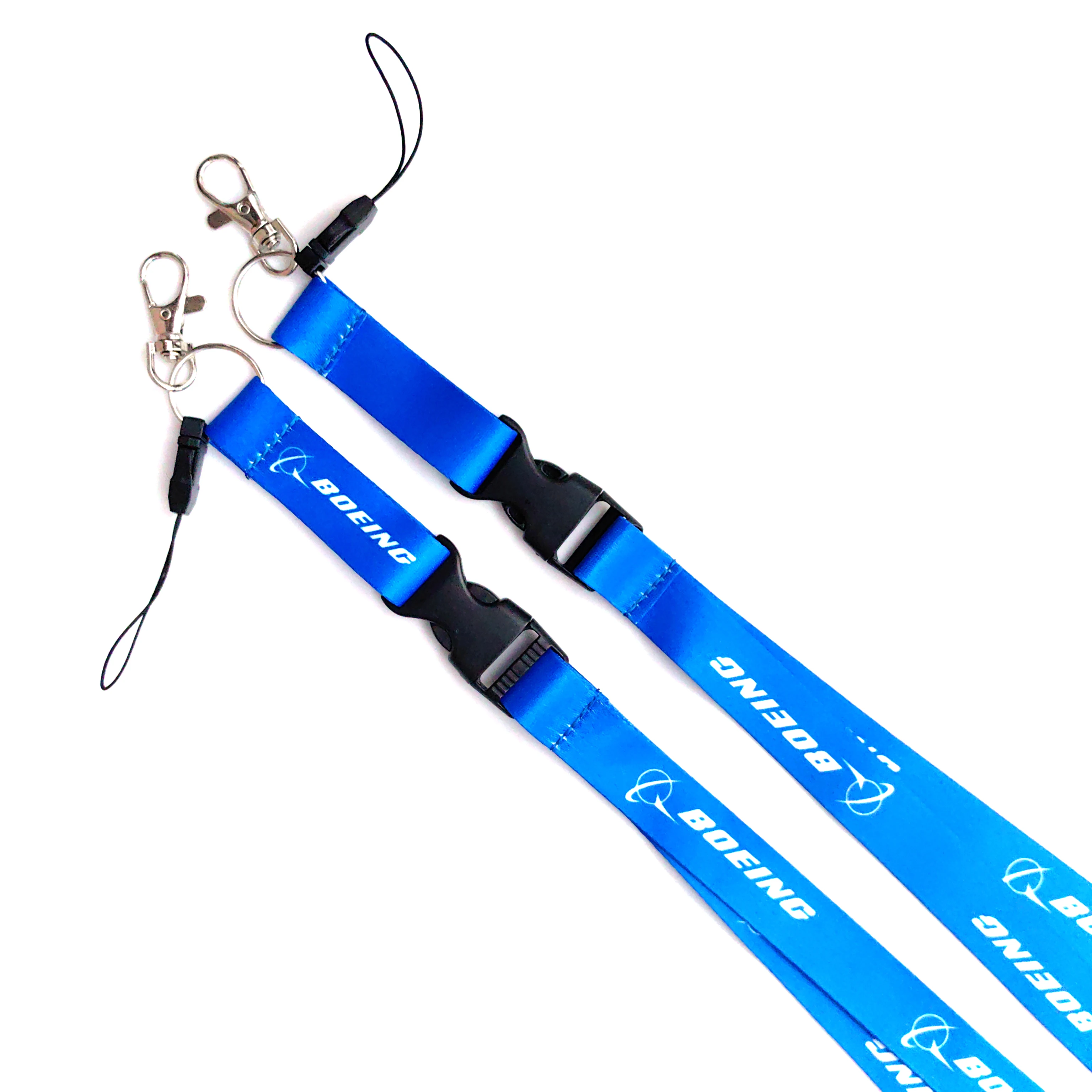 1PC Fashion Trinket Polyester Boeing Blue Lanyard Belt Buckle Lanyard Key Chain Suitable For ID Card Christmas Gift