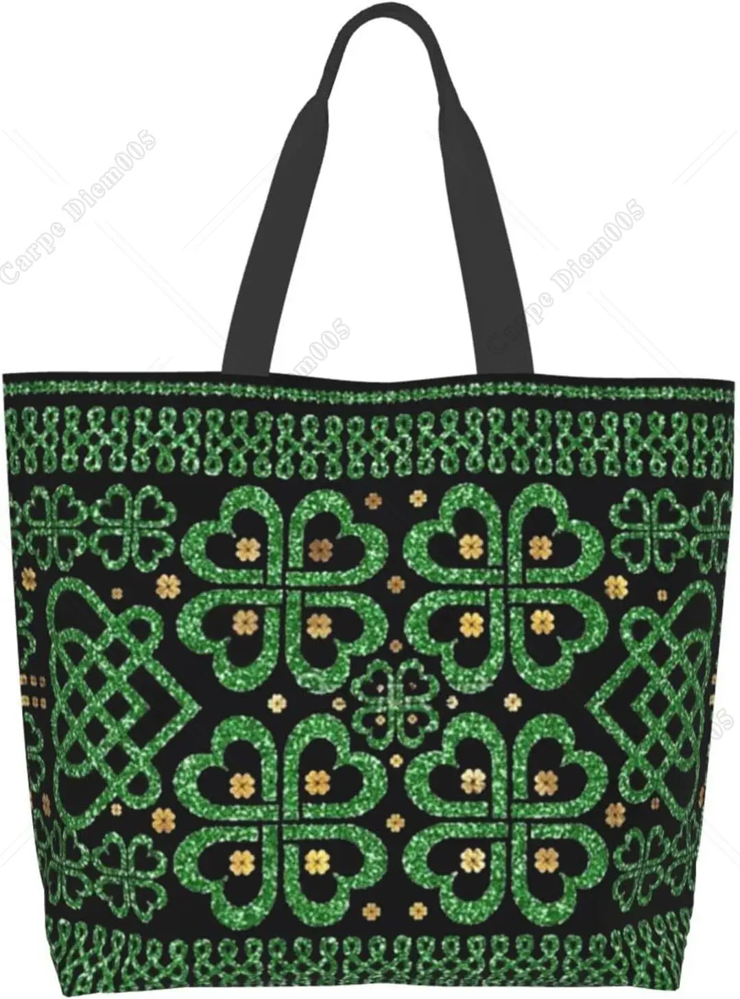 St. Patrick Tote Umhängetasche, grünes Kleeblatt, große Einkaufstüten, Aufbewahrungsgriff, Einkaufstasche, tragbare Tasche, Einkaufstaschen, modisch