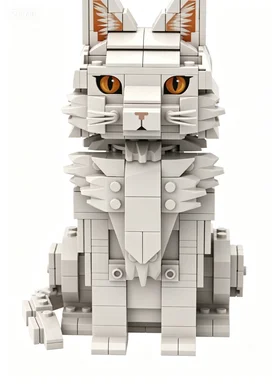 Realistic Maine Coon Cat Building Blocks Set DIY Assemble Animal Model Creative Home Desktop Decoration Pet Collection Gifts