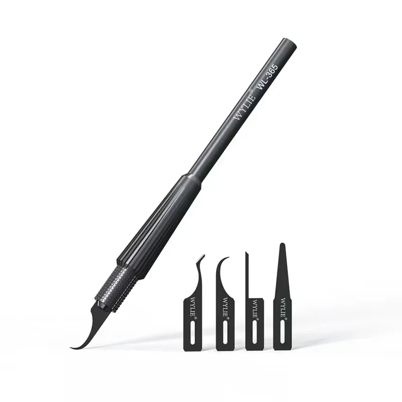 WYLIE WL-365 4 en 1 cuchillo multifuncional pulido a mano juego de cuchillas ultrafinas placa base de teléfono eliminación de pegamento IC CPU herramienta de palanca