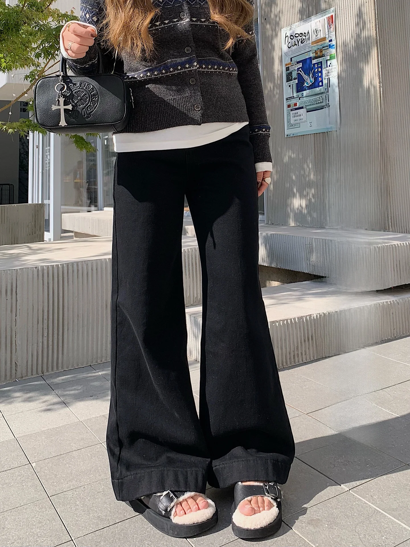 

Женские джинсы с высокой талией на флисовой подкладке, больших размеров, повседневные, осенне-зимние, с высокой эластичностью, черные