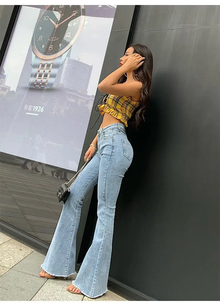 

Уличные трендовые сексуальные узкие джинсы с подтяжкой бедер, новые весенние узкие джинсовые длинные брюки с высокой талией для стирки в воде для женщин