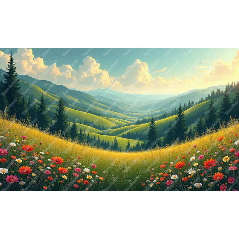 Three Ratels  Romantic natural scenery of high mountains and hills art wall sticker for home Decoration