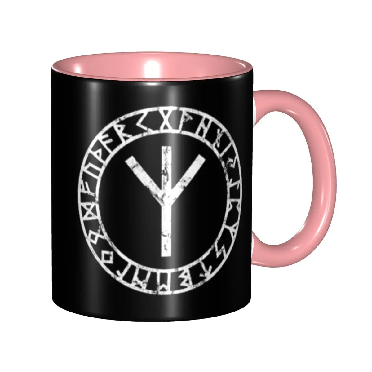 Algiz Runes Amulet Norse Odin Thor Viking Paganism Mug Funny Ceramic Coffee Cups Tea Mugs Milk Cup Drinkware Gift for Woman Man