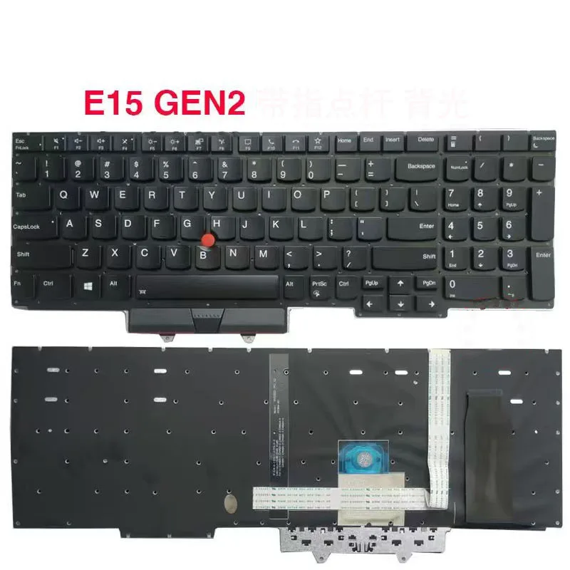 US/LA Language Backlight Backlit Keyboard For Lenovo Thinkpad E15 Gen2 Black Color