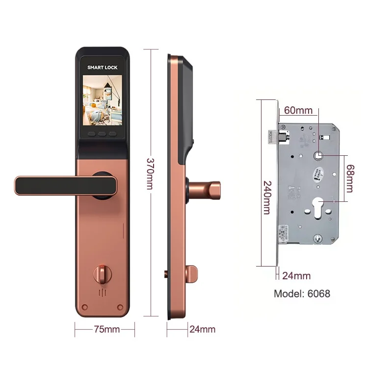 July005 Security Alexa Gate Fingerprint Lock Electronic Cerradura Inteligente Digital Tuya Smart Door Lock With Camera for Home