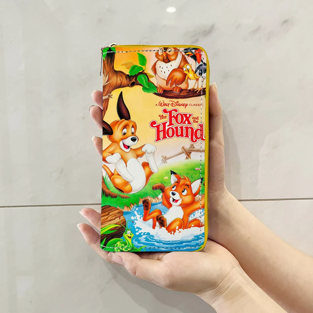 Disney Fox and Hound Tod & Copper Anime Briefcases Wallet Cartoon Zipper Coin Bag Casual Purses Card Storage Handbag Gift