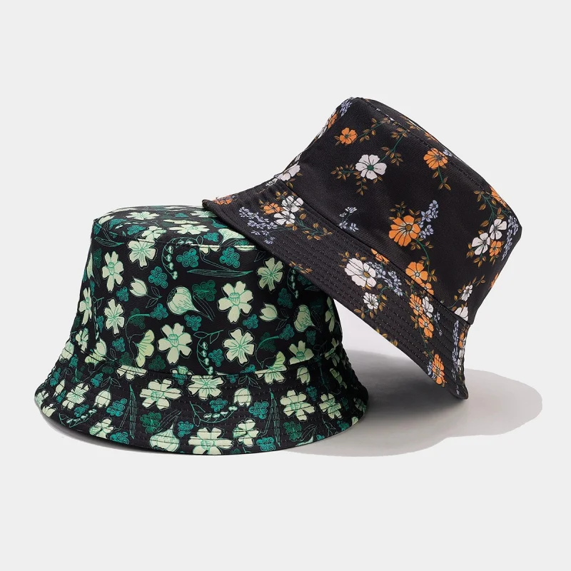 Floral Print Bucket Hat for Women Men Double Sided Wear Casual Sun Protection Fisherman Cap