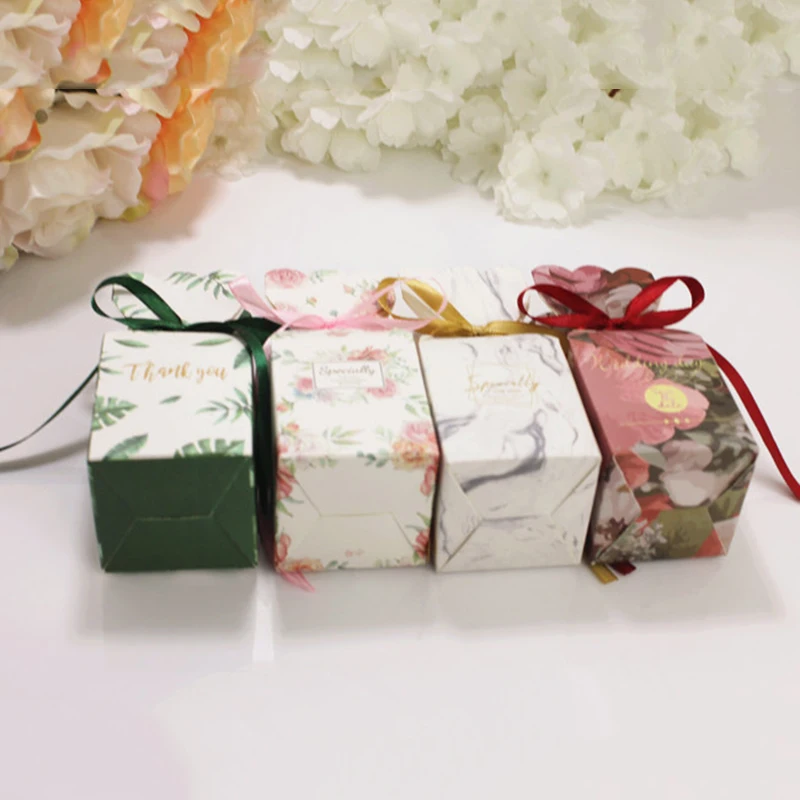 10 Stück Fischschwanz-Vase, Pralinenschachtel, Blumenmuster, Hochzeitstag, Geschenkbox, Verpackung, Box mit Band, Babyparty, Geburtstag, Party-Dekoration – Detail 11