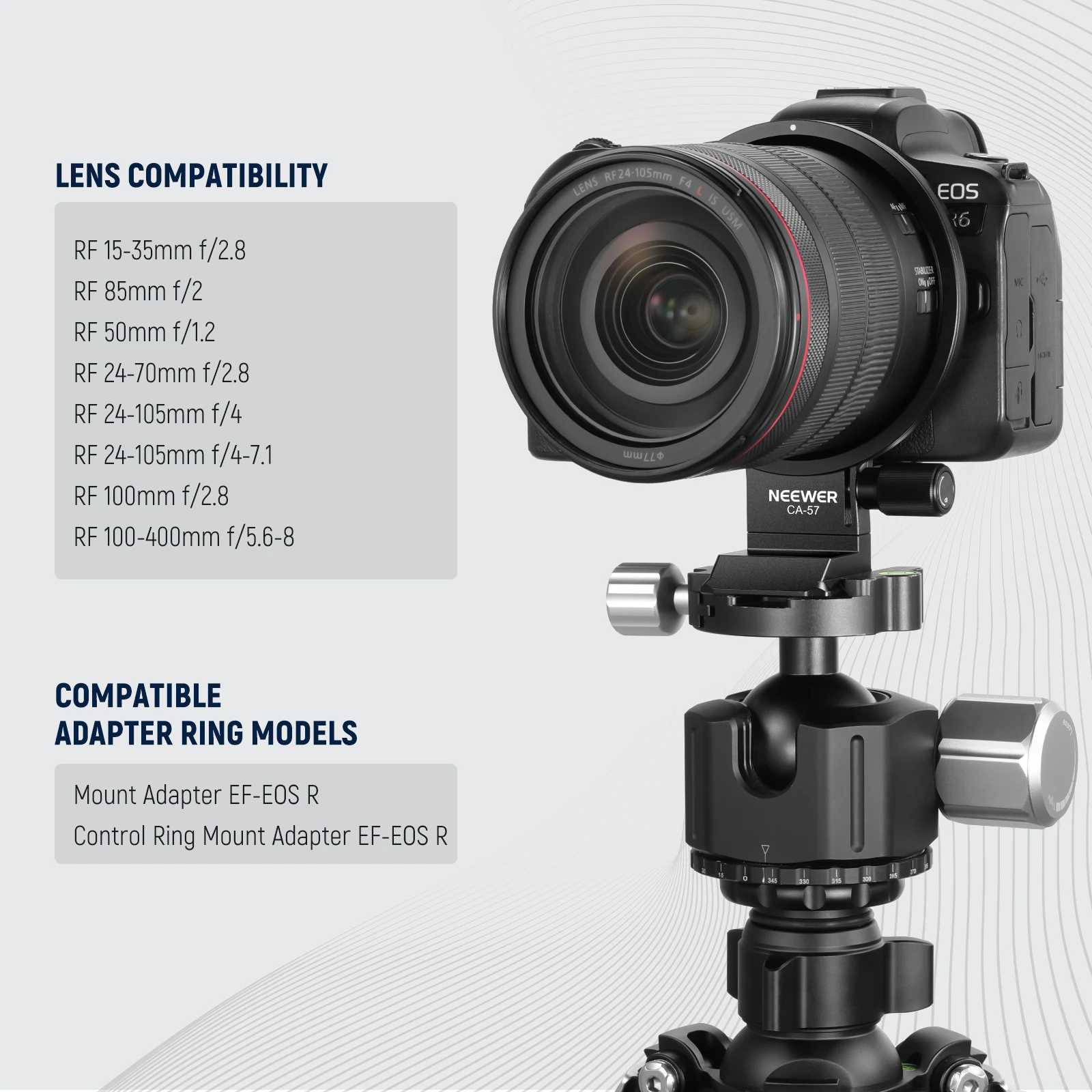 لوحة تثبيت ذات ياقة قابلة للدوران من NEEWER لكاميرا Canon EOS R5 R5C R6 Mark II، حلقة تثبيت سريعة أفقية إلى عمودية للكاميرا ثلاثية القوائم