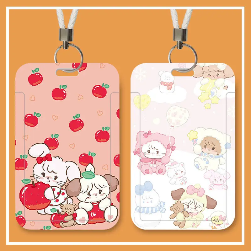 Cute Kitten Vertical High Value Card Holder Student Campus Lanyard Cards Holder Colorful Card Storage Photo Bag for Door Cardt