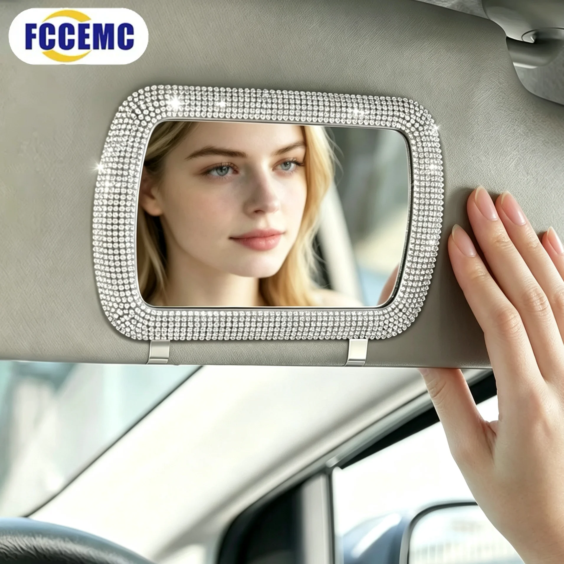 Car Sun Visor Makeup Mirror Universal Clip-on HD Vanity Mirror Portable Auto Cosmetic Mirror Car Interior Decor Accessories
