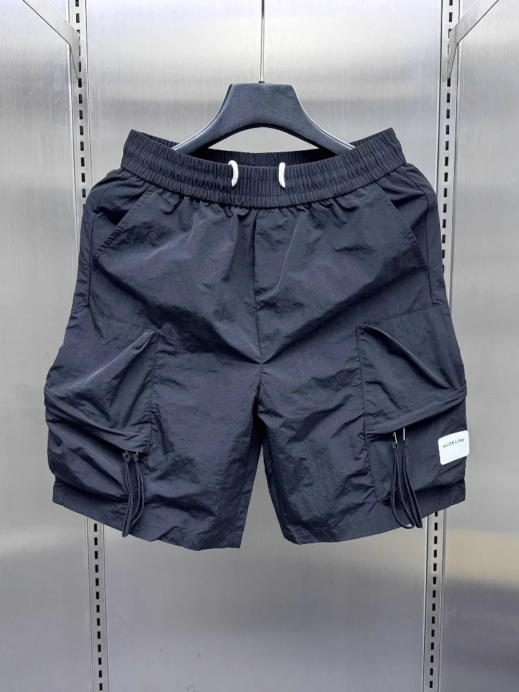 

Casual Men's Summer Thin Loose American Sle Qui Dry Work Pants Youth Dstring Five-Quarter orts Trendy Straight Leg S...